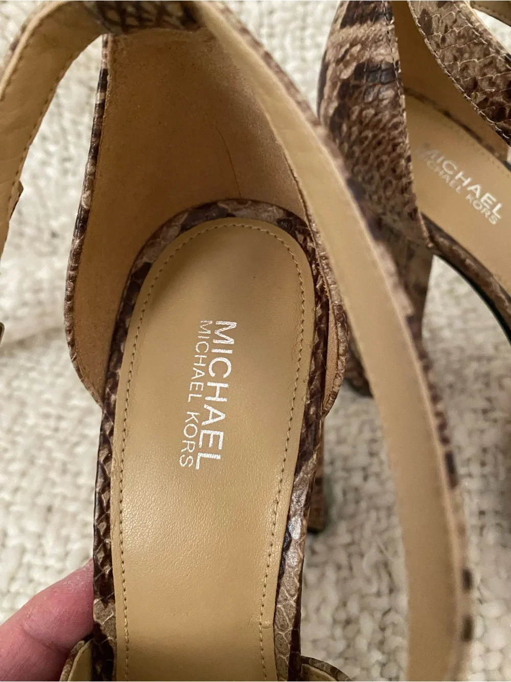 Michael Kors Brown Snake-Print Platform Heels